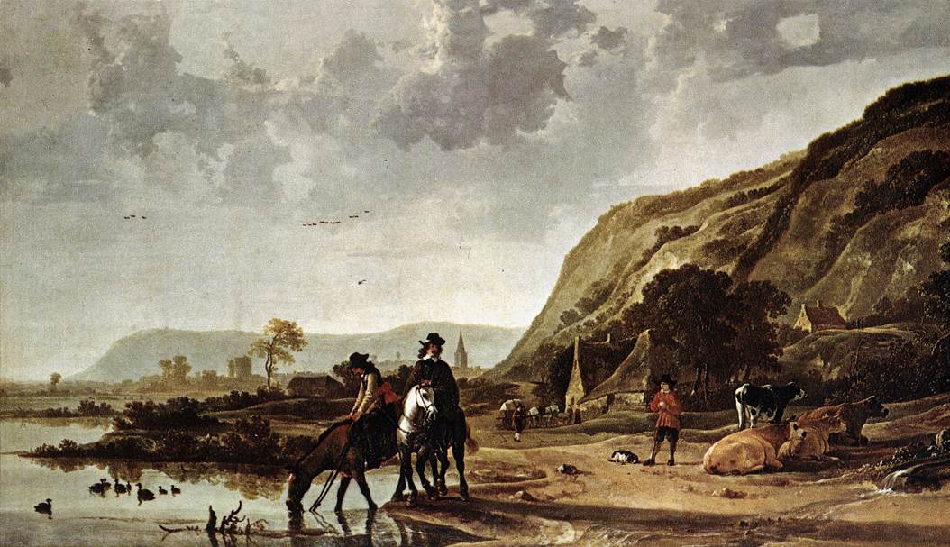 Grande Rio Paisaje Con Horsemen Cuyp — Aelbert Cuyp