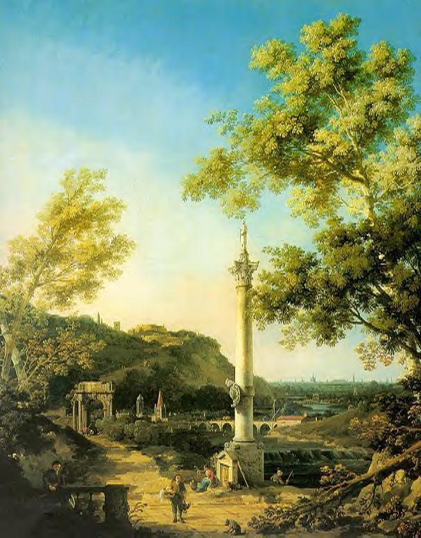 Capriccio Rio Paisaje Con Columna Canaletto — Canaletto — Vedutismo