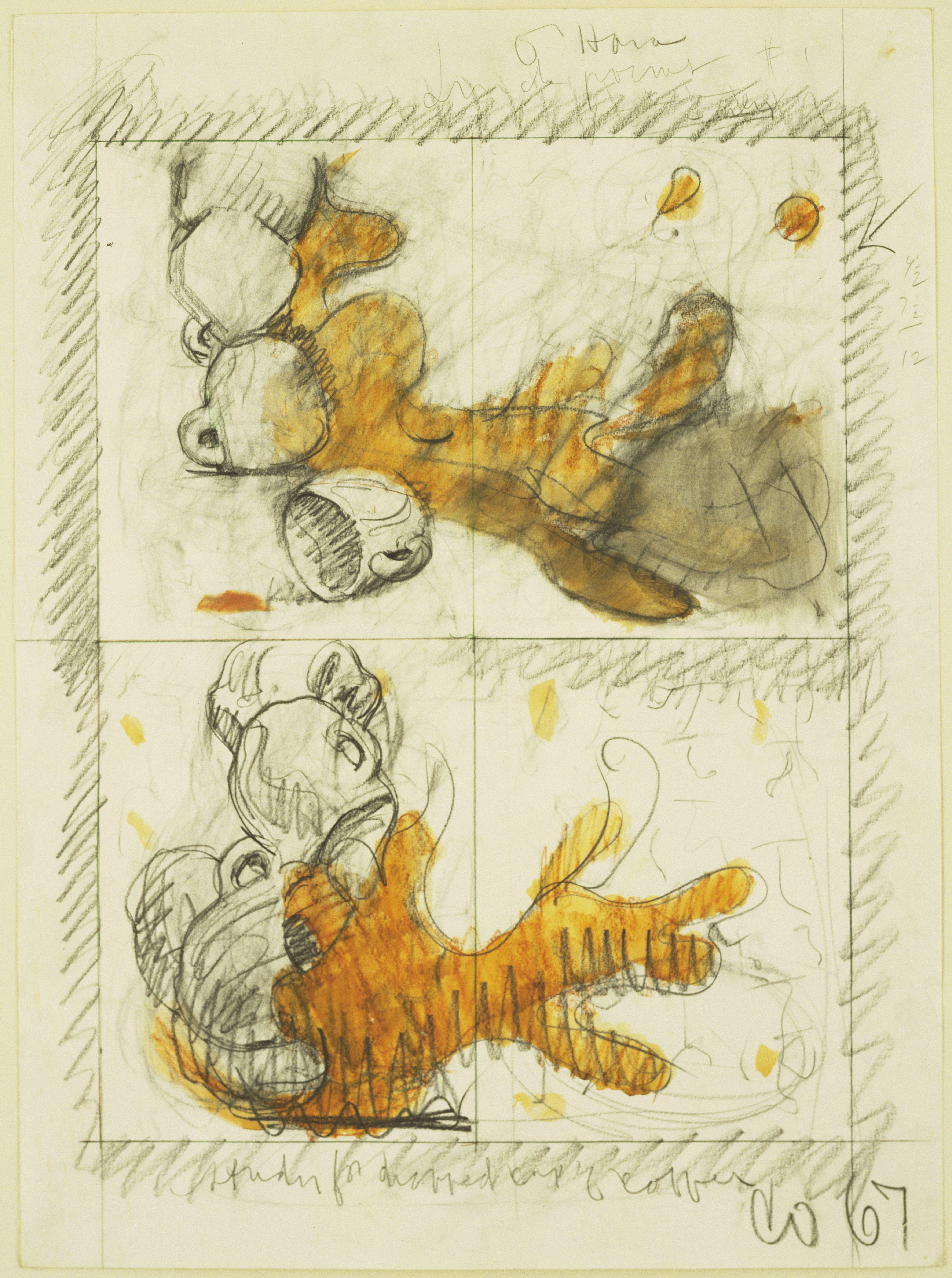 Dropped Taza De Coffee Preliminary Estudio Para Image De Buddha Predicando De Frank Ohara Oldenburg — Claes Oldenburg