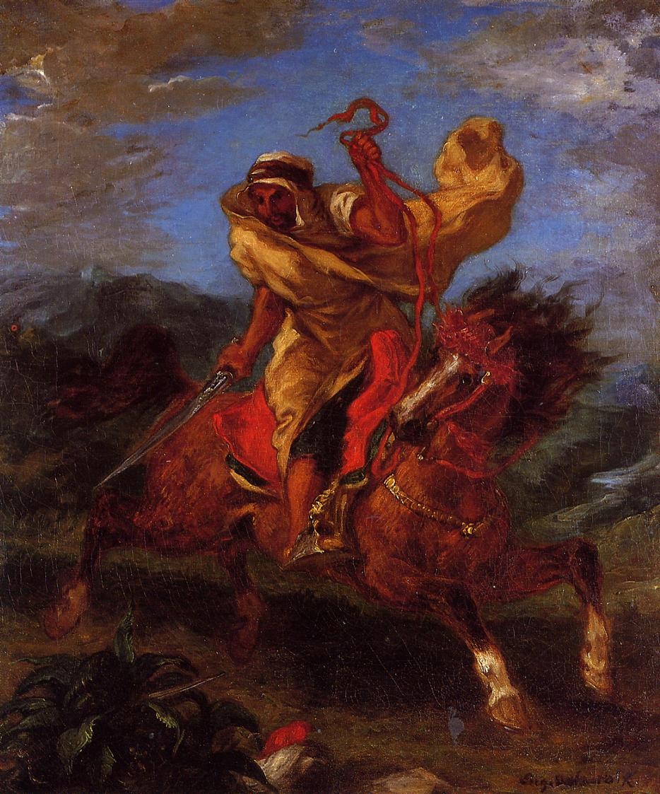 Arab Horseman En Gallop Delacroix — Delacroix — Romanticismo