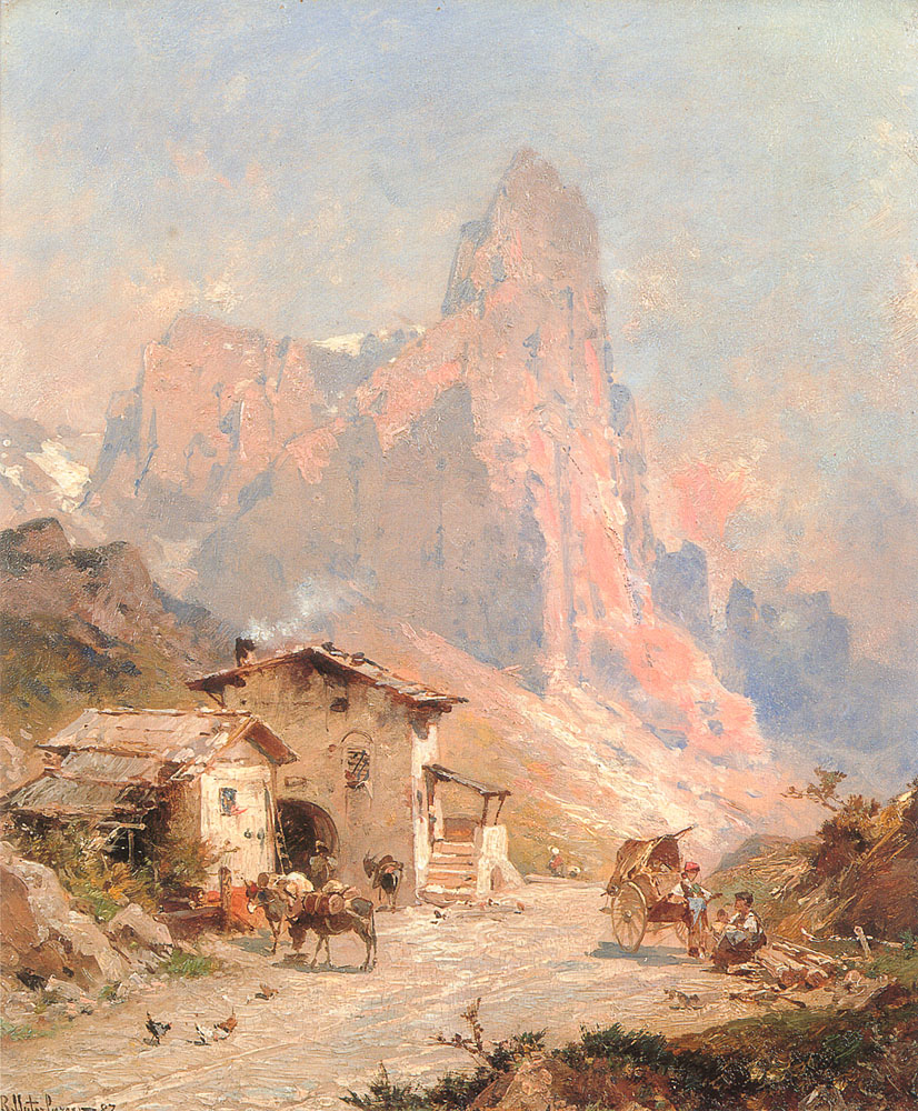 Figures En Pueblo En Dolomites Unterberger — Franz Richard Unterberger