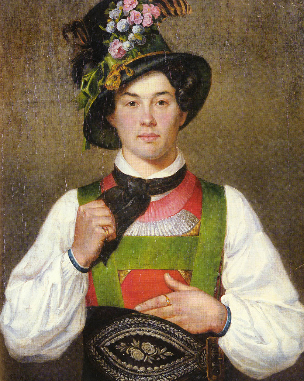 Joven Hombre En Tyrolean Costume Defregger — Franz Von Defregger