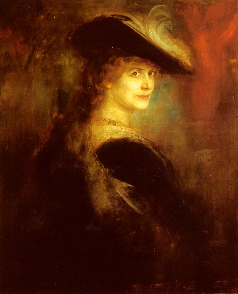 Retrato De Elegant Dama En Rubenesque Costume Lenbach — Franz Von Lenbach