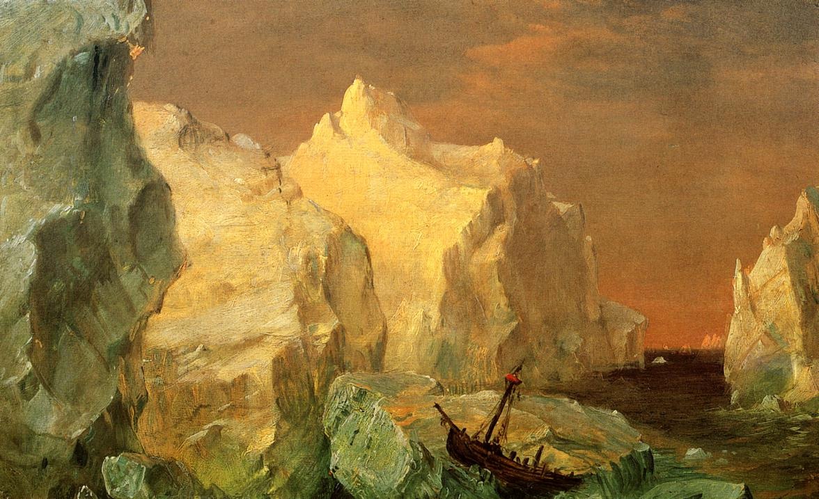 Icebergs Y Wreck En Atardecer Church — Frederic Church