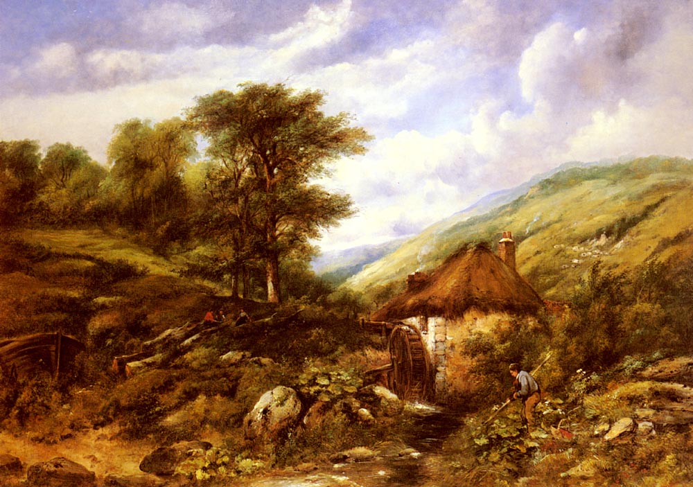 Overshot Molino En Wooded Valle Frederick William Watts — Frederick William Watts