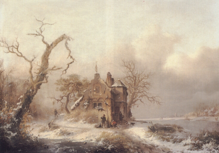 Figures En Invierno Paisaje Kruseman — Frederik Marianus Kruseman