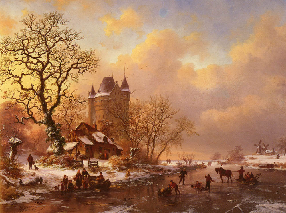 Skating En Midst De Invierno Kruseman — Frederik Marianus Kruseman