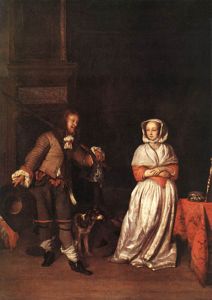 Cazador Y Mujer Metsu — Gabriel Metsu