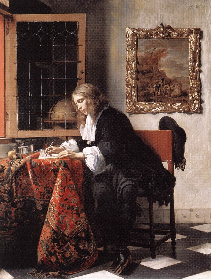 Hombre Escribiendo Letter Metsu — Gabriel Metsu