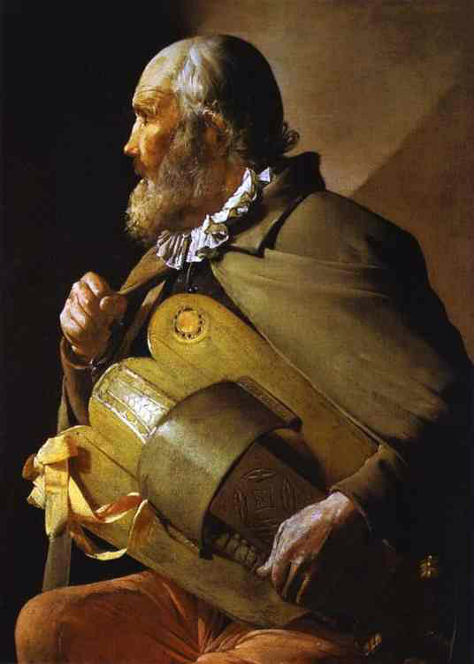 Hurdy Gurdy Player Con Ribbon Tour — Georges De La Tour