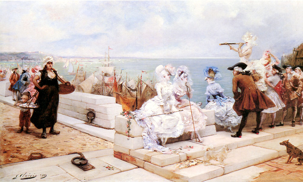 Elegant Figures Observando Regatta Clairin — Georges Jules Victor Clairin