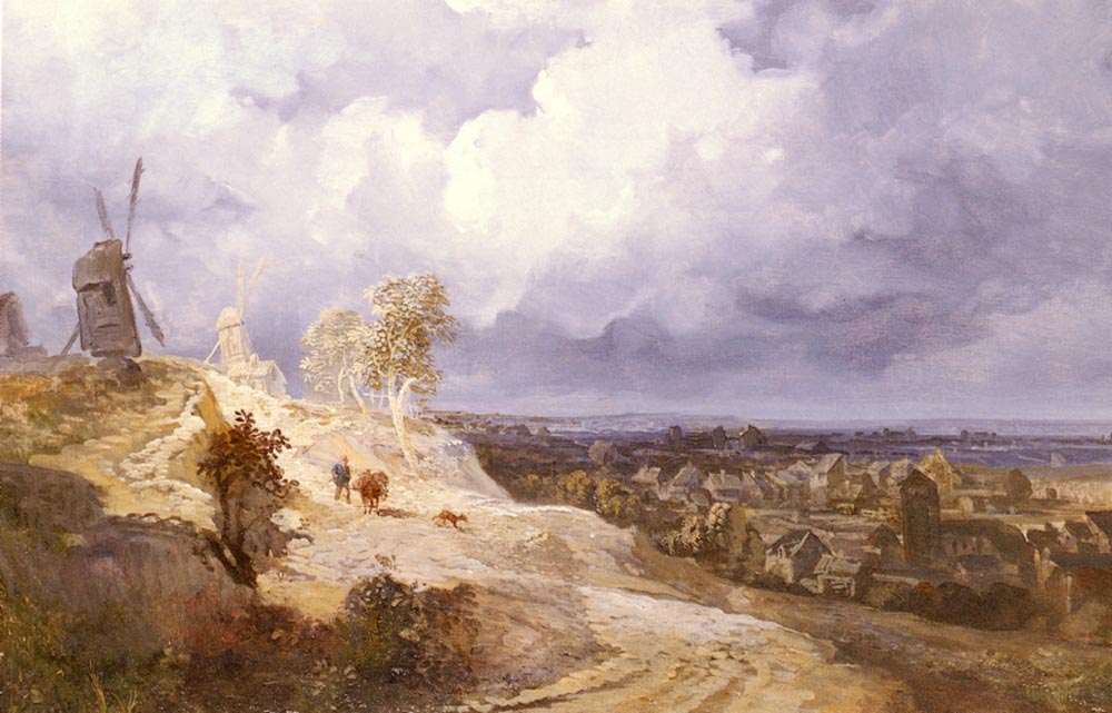 Paisaje Con Windmills Michel — Georges Michel