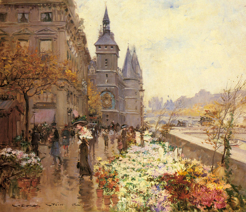 Flor Mercado Along Seine Stein — Georges Stein