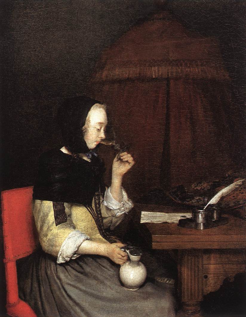 Mujer Bebiendo Wine Borch — Gerard Ter Borch