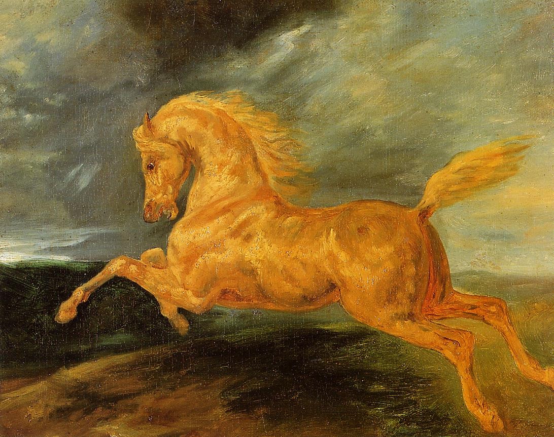 Caballo Frightened De Lightening Gericault — Gericault
