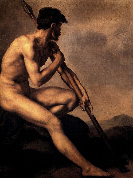 Desnudo Guerrero Con Spear Gericault — Gericault