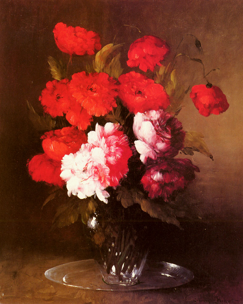 Pink Peonies Y Poppies En Vaso Jarron Ribot — Germain Ribot