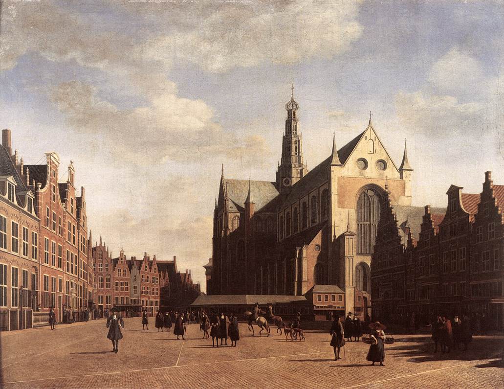 Mercado Plaza En Haarlem Con San Bavo Berckheyde — Gerrit Adriaensz Berckheyde
