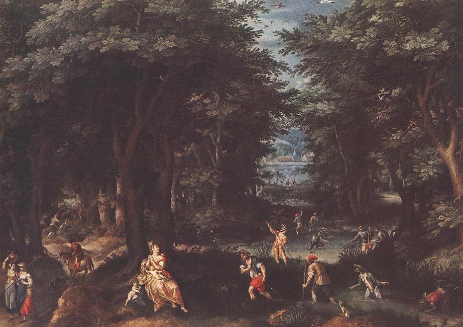 Paisaje Con Leto Y Peasants De Lykia Coninxloo — Gillis Van Coninxloo