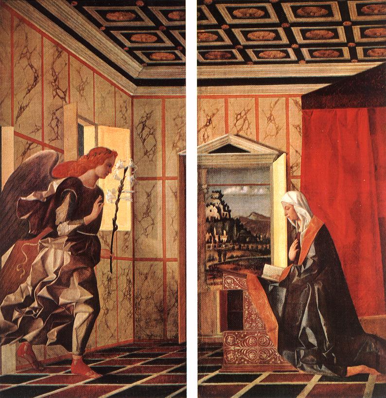 Angel Announcing Y Virgen Announciated Bellini — Giovanni Bellini