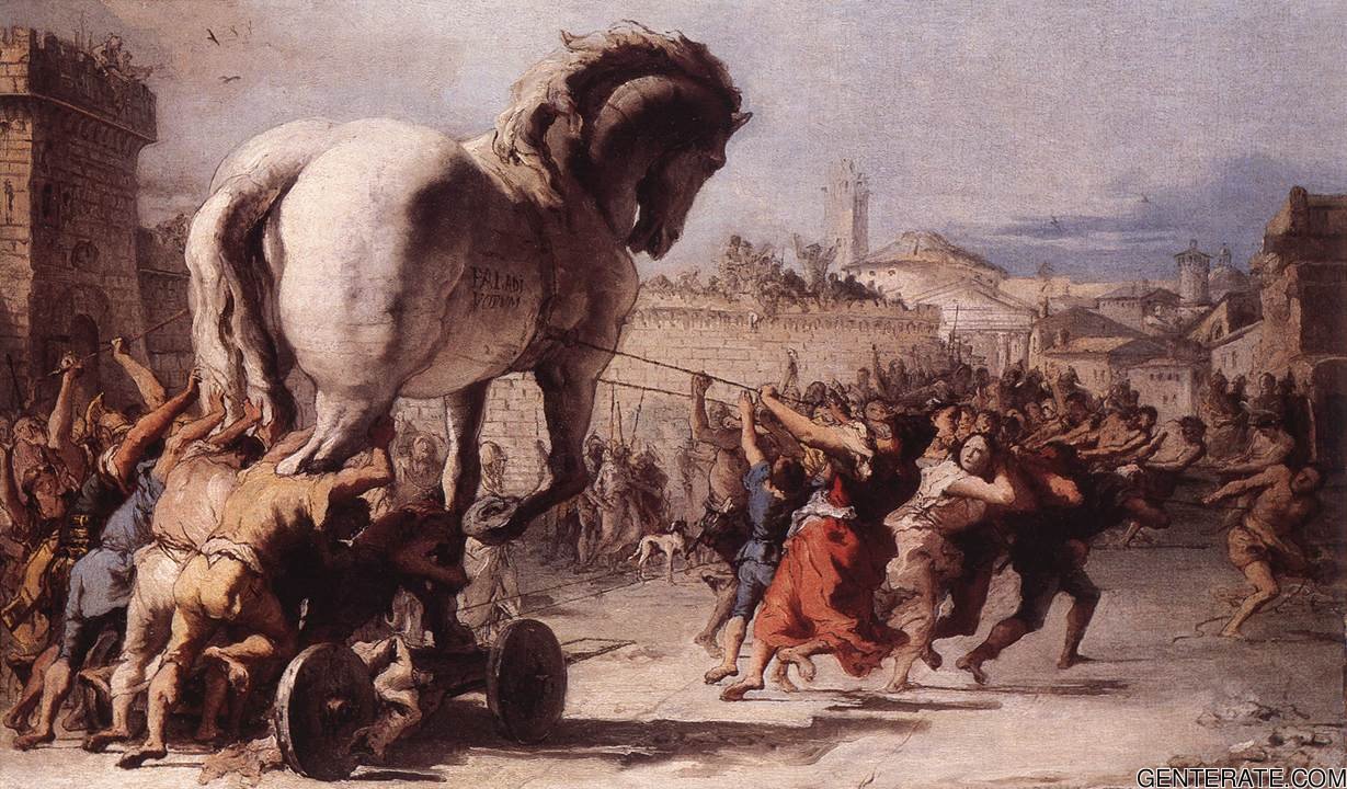 Procesion De Trojan Caballo En Troy Tiepolo — Giovanni Domenico Tiepolo