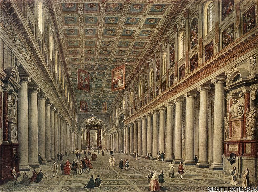 Interior De Santa Maria Maggiore En Roma Pannini — Giovanni Paolo Pannini