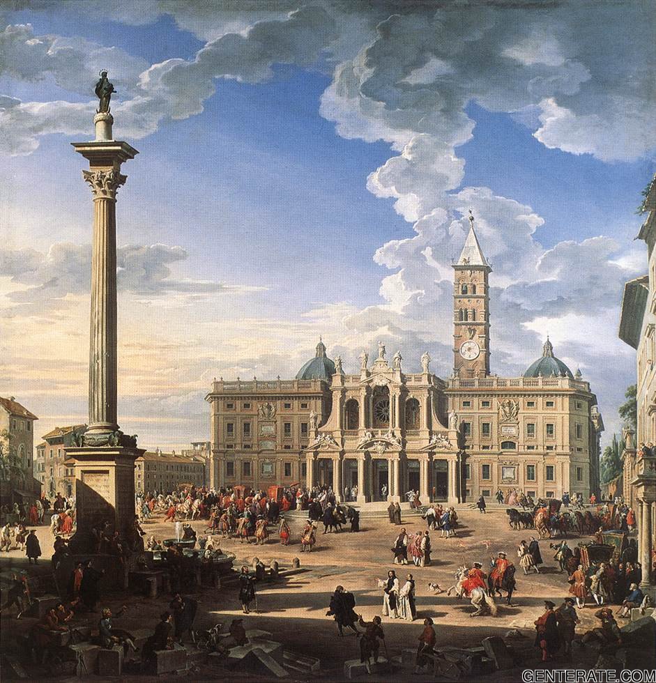 Piazza Y Iglesia De Santa Maria Maggiore Pannini — Giovanni Paolo Pannini