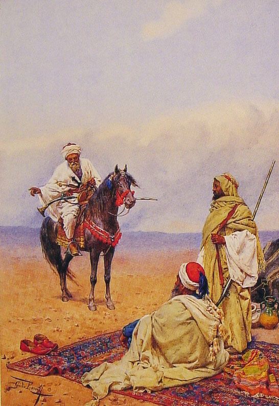 Horseman Stopping En Bedouin Camp Rosati — Giulio Rosati