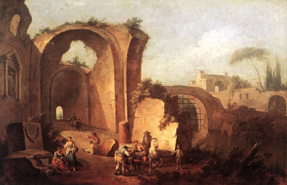 Paisaje Con Ruinas Y Archway Zais — Giuseppe Zais