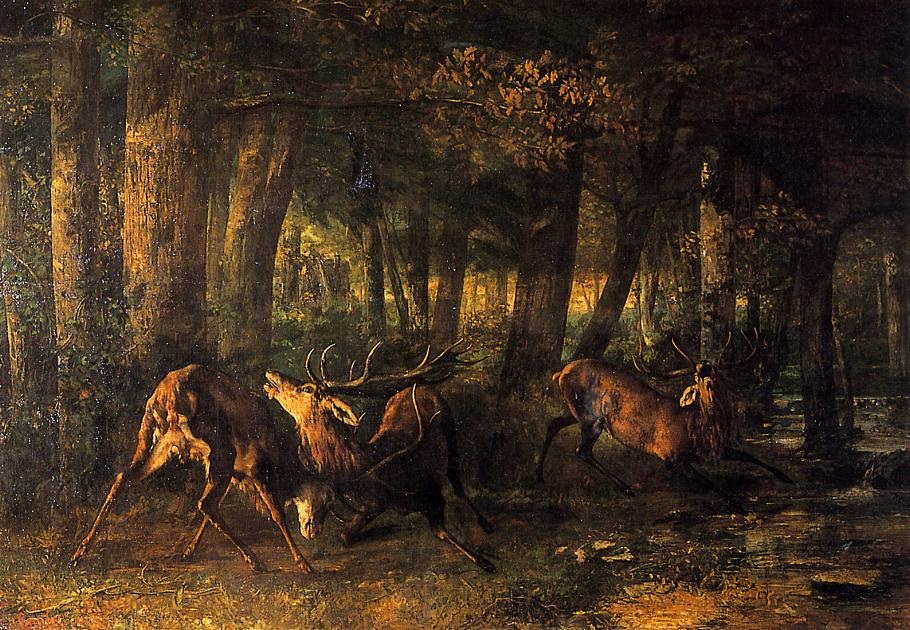 Batalla De Stags Courbet — Gustave Courbet — Realismo
