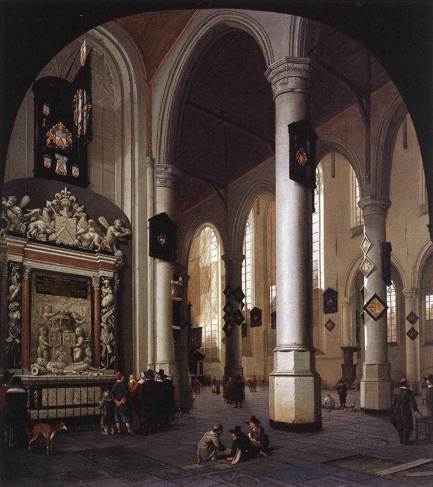 Viejo Iglesia En Delft Con Tumba De Admiral Tromp Vliet — Hendrick Van Vliet