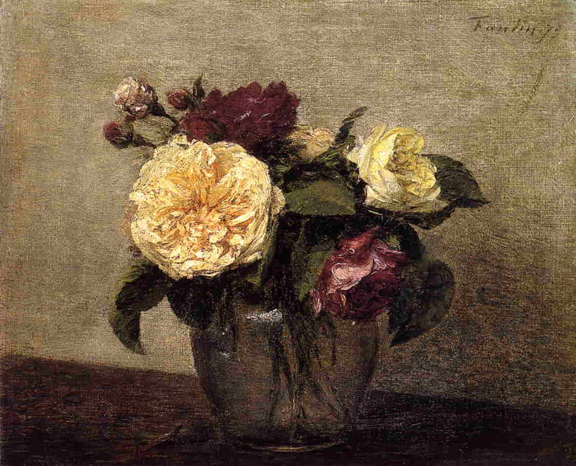 Amarillo Y Rojo Rosas Fantin — Henri Fantin