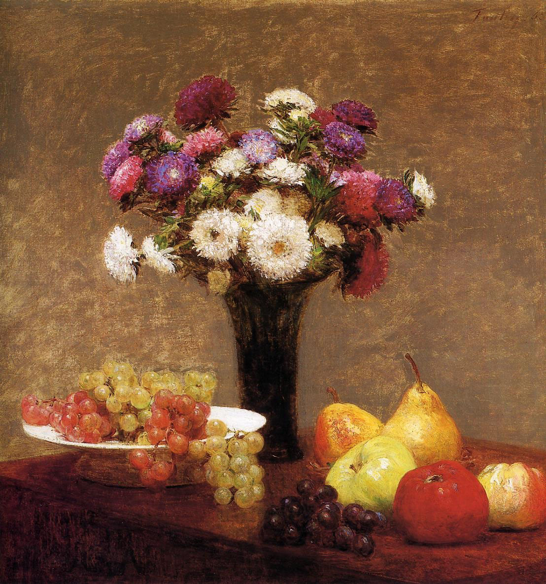 Asters Y Fruta Sobre Mesa Fantin — Henri Fantin