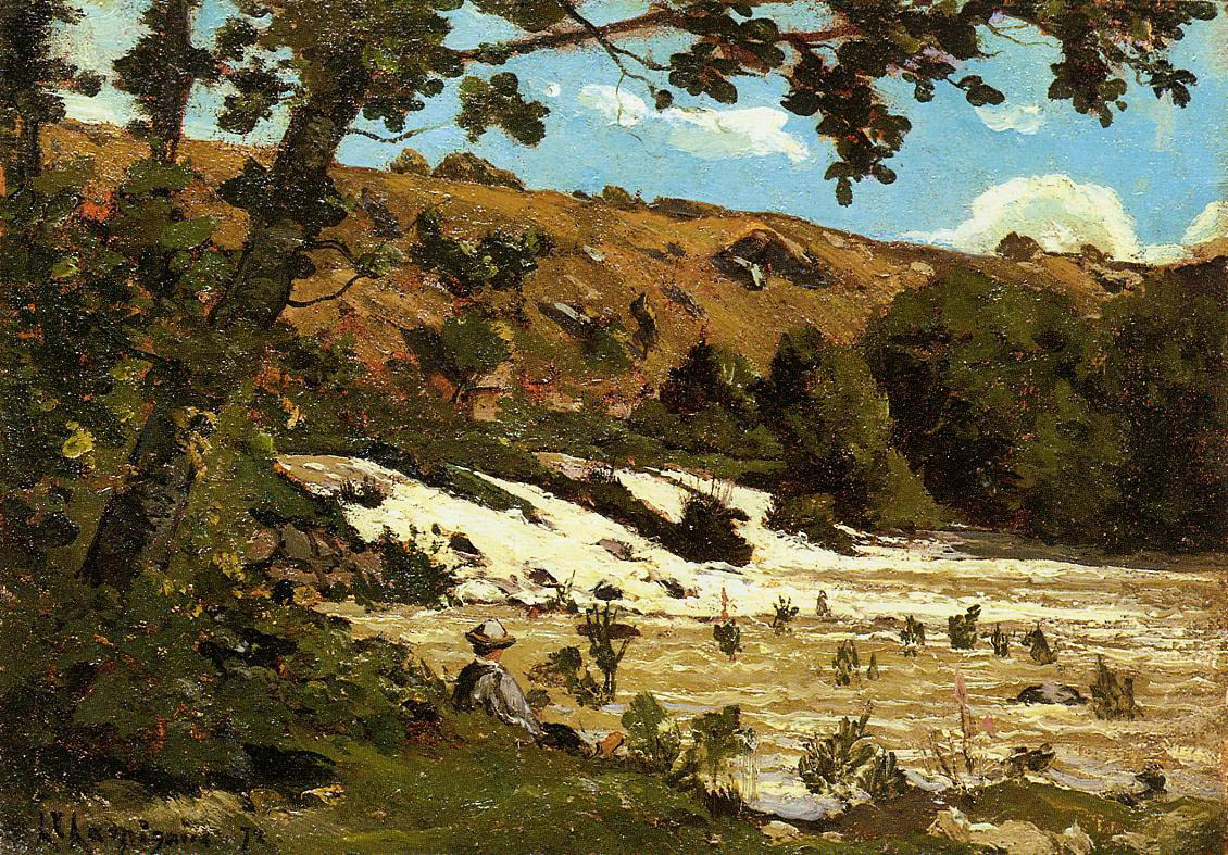 Chico Sentada De Rio Harpignies — Henri Harpignies