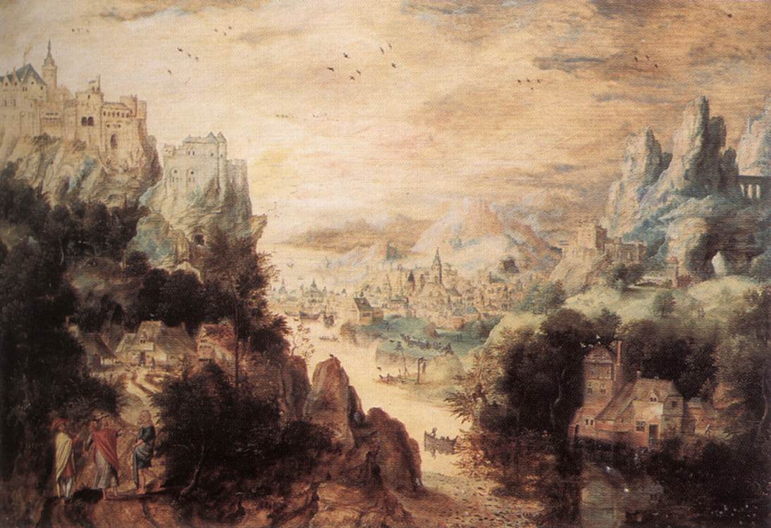 Paisaje Con Cristo Y Hombres De Emmaus Bles — Herri Bles