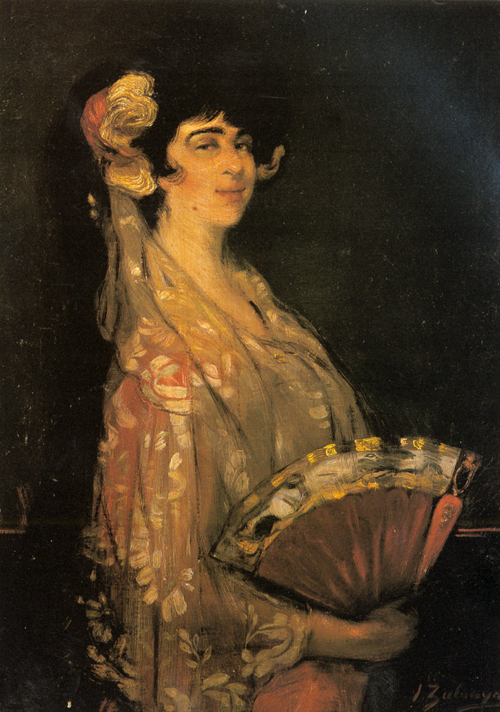 Elegant Dama Fanning Herself Zabaleta — Ignacio Zuloaga Zabaleta