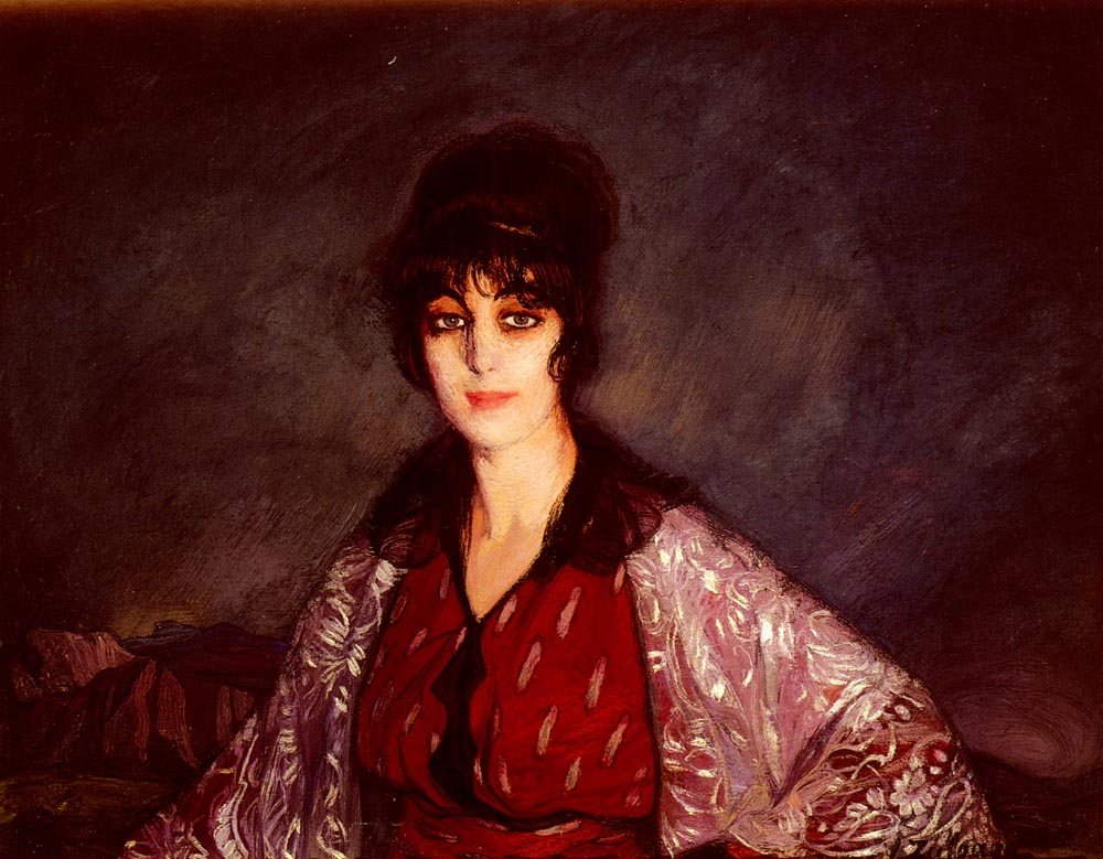 Picture De Lola Con Dress De Blanco Flores Zabaleta — Ignacio Zuloaga Zabaleta