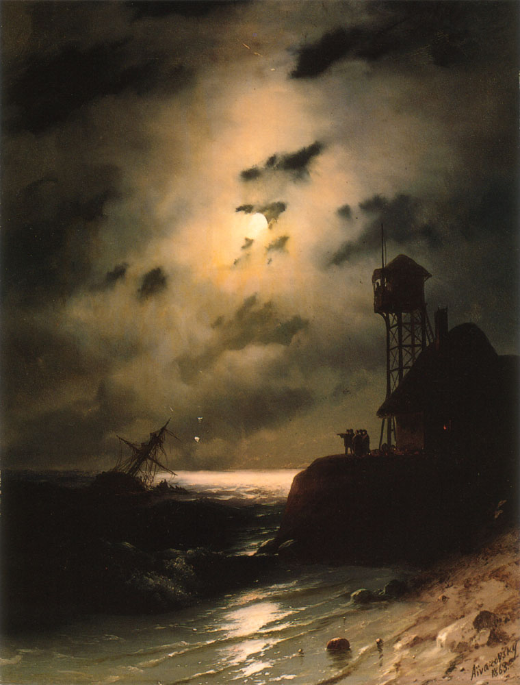 Moonlit Marina Con Shipwreck Aivazovsky — Ivan Constantinovich Aivazovsky