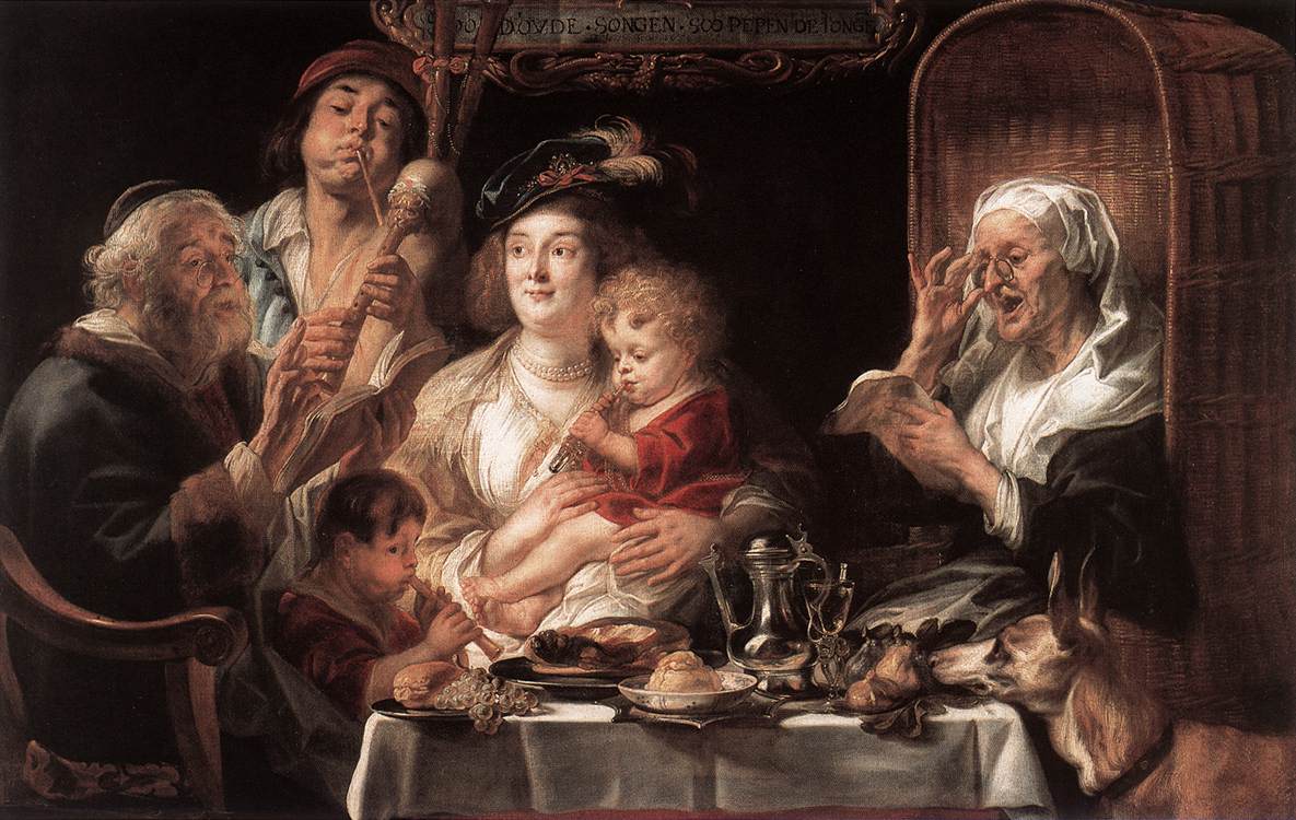 As Viejo Sang Joven Play Pipes Jordaens — Jacob Jordaens
