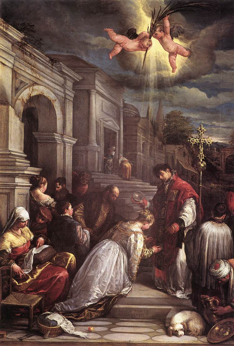 San Valentine Bautizando San Lucilla Bassano — Jacopo Bassano