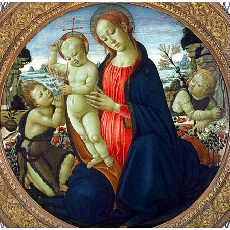 Madonna Y Nino Con Infant San John Baptist Y Atte Sellaio — Jacopo Del Sellaio