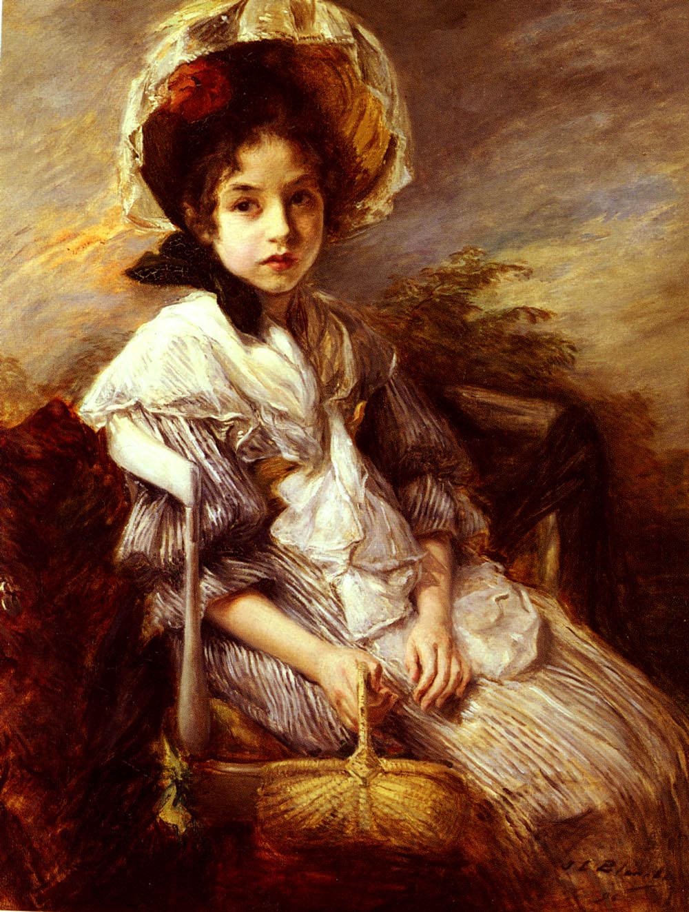 Retrato De Chica Sentada En Paisaje Blanche — Jacques Emile Blanche
