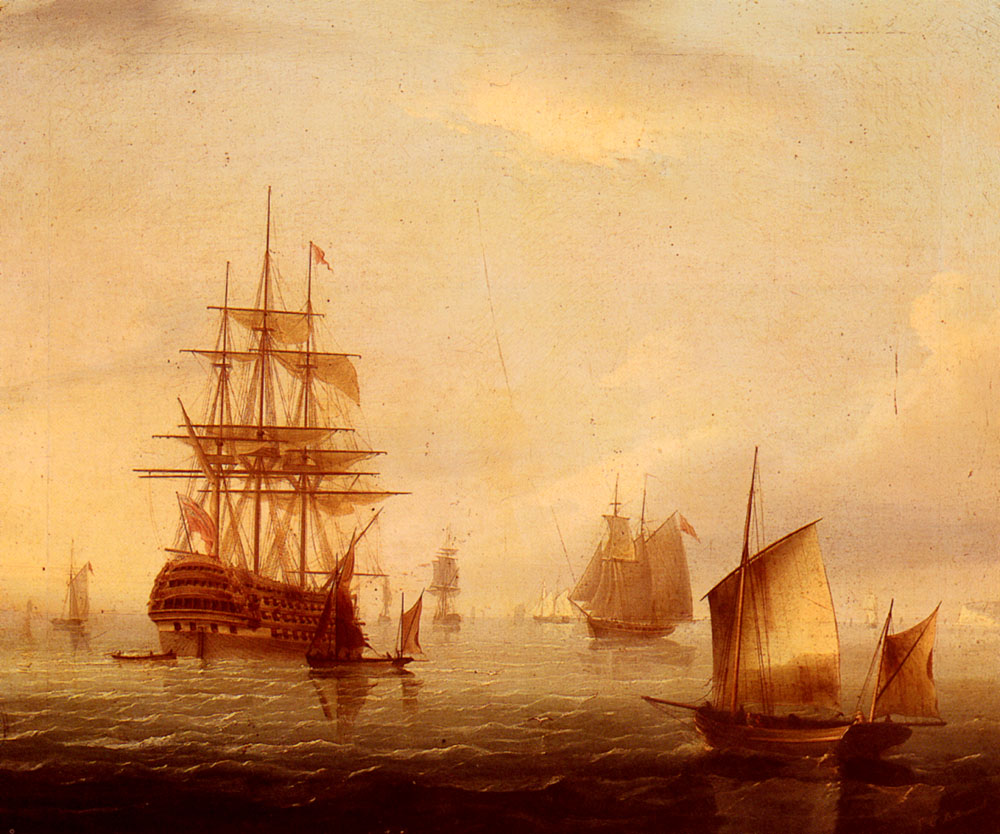 Navegando Vessels Off Coastline Buttersworth — James Buttersworth