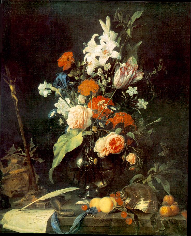Flor Bodegon Con Crucifix Y Skull Heem — Jan Davidsz De Heem