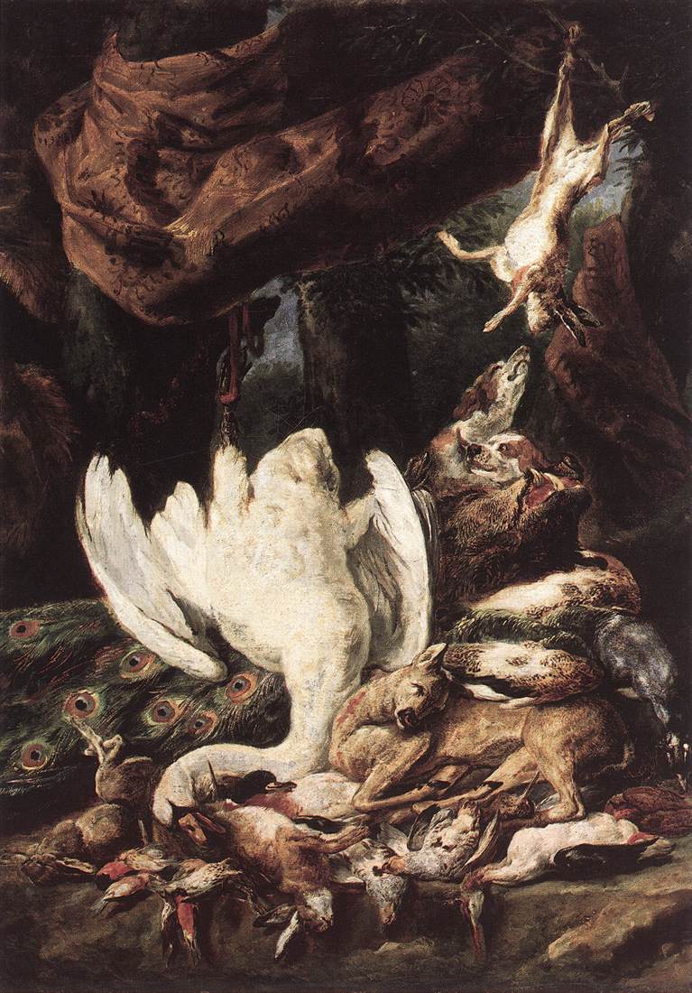 Diana Con Her Cazando Dogs Beside Kill Detalle Fyt — Jan Fyt