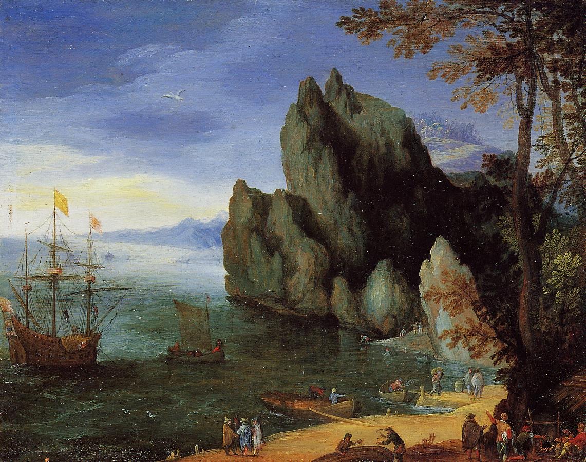 Bay Con Barco De War Bruegel — Jan Il Vecchio Bruegel