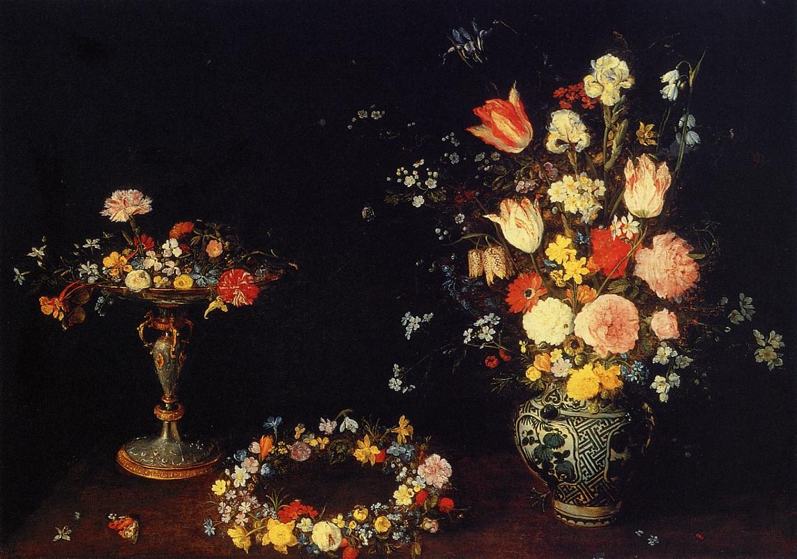 Bodegon Con Cop Crown De Flores Y Bouquet De F Bruegel — Jan Il Vecchio Bruegel