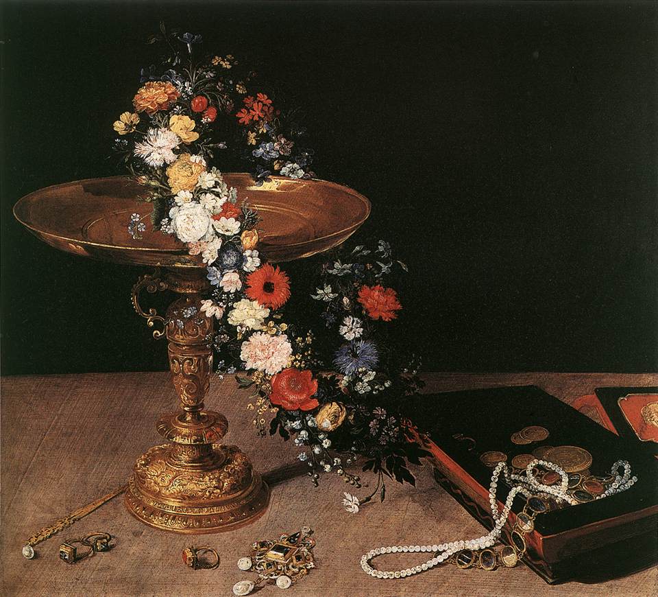 Bodegon Con Garland De Flores Y Dorado Tazza Bruegel — Jan Il Vecchio Bruegel