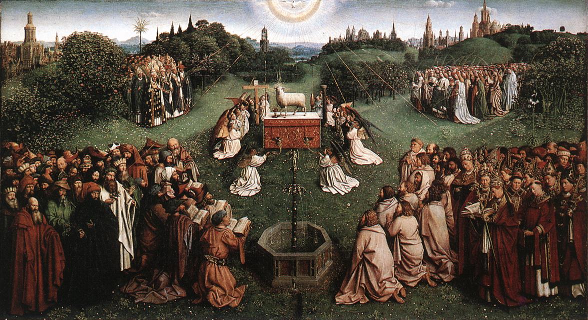Ghent Altarpiece Adoracion De Lamb Van Eyck — Jan Van Eyck — Primitivos Flamencos