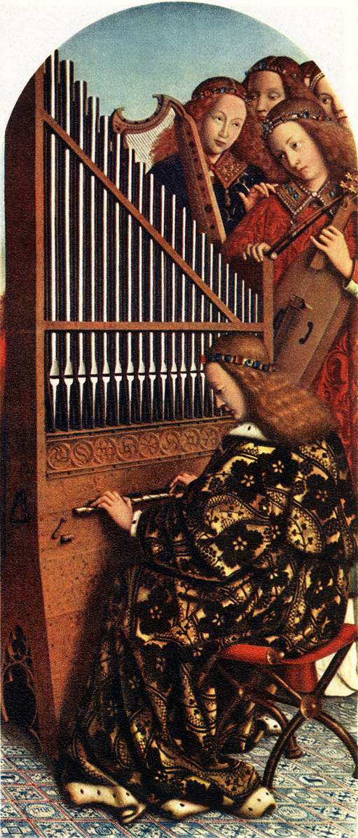 Ghent Altarpiece Angeles Jugando Musica Van Eyck — Jan Van Eyck — Primitivos Flamencos